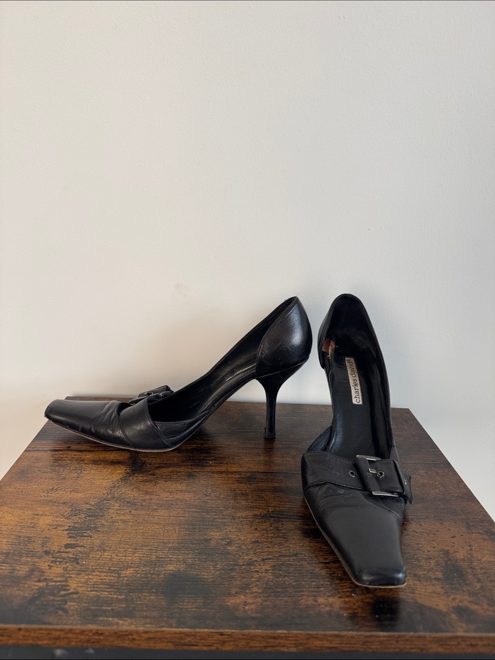 Charles David Black Square/Pointed Buckle Pumps - Picture 3 of 12